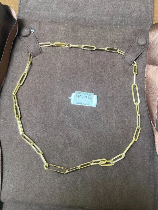 ROBERTO COIN DESIGNER GOLD ALTERNATING SIZE PAPERCLIP LINK CHAIN NECKLACE - Picture 4 of 10